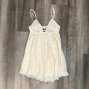 Sky to Moon Floral Cream Mini Baby Doll Dress - Small